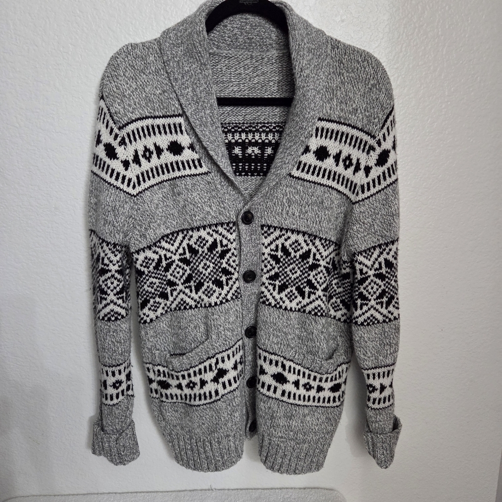 Old Navy Fair Isle shawl collar button-up cardigan sweater Men's Size Large